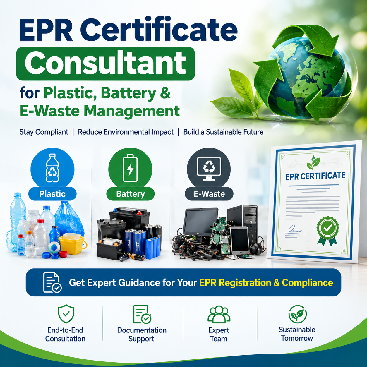 EPR Certificate Consultant for Plastic, Battery & E-Waste Management